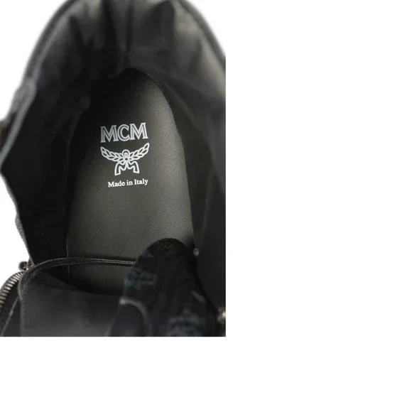 NIB MCM Women's Logo High Tops Combat Boots Shoes - Picture 9 of 10